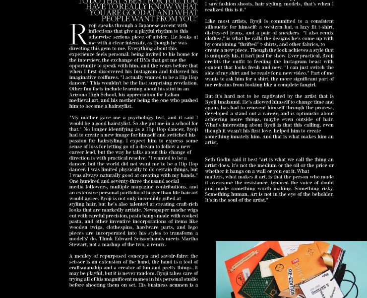 Ryoji, Interview pages from the Artist Issue 26