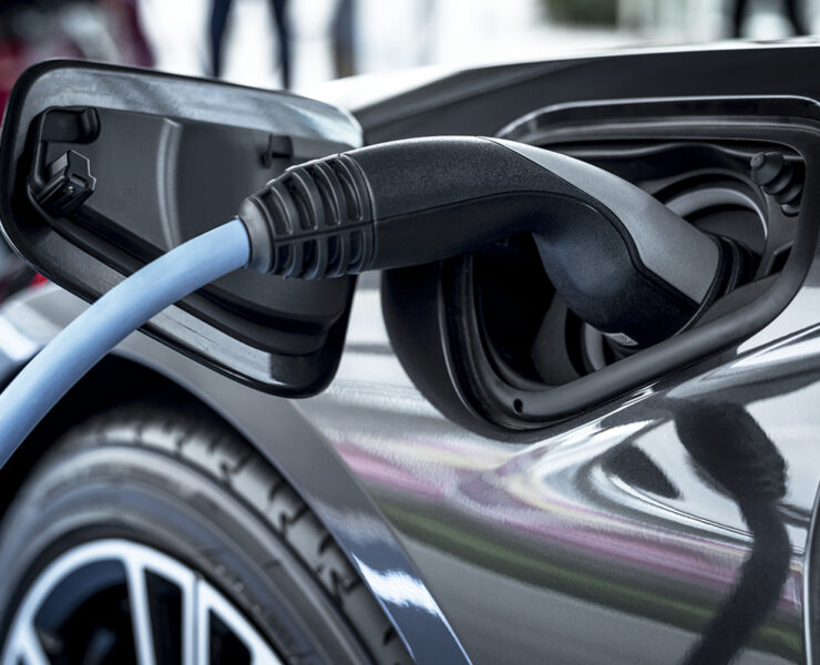 Electric car at charging station