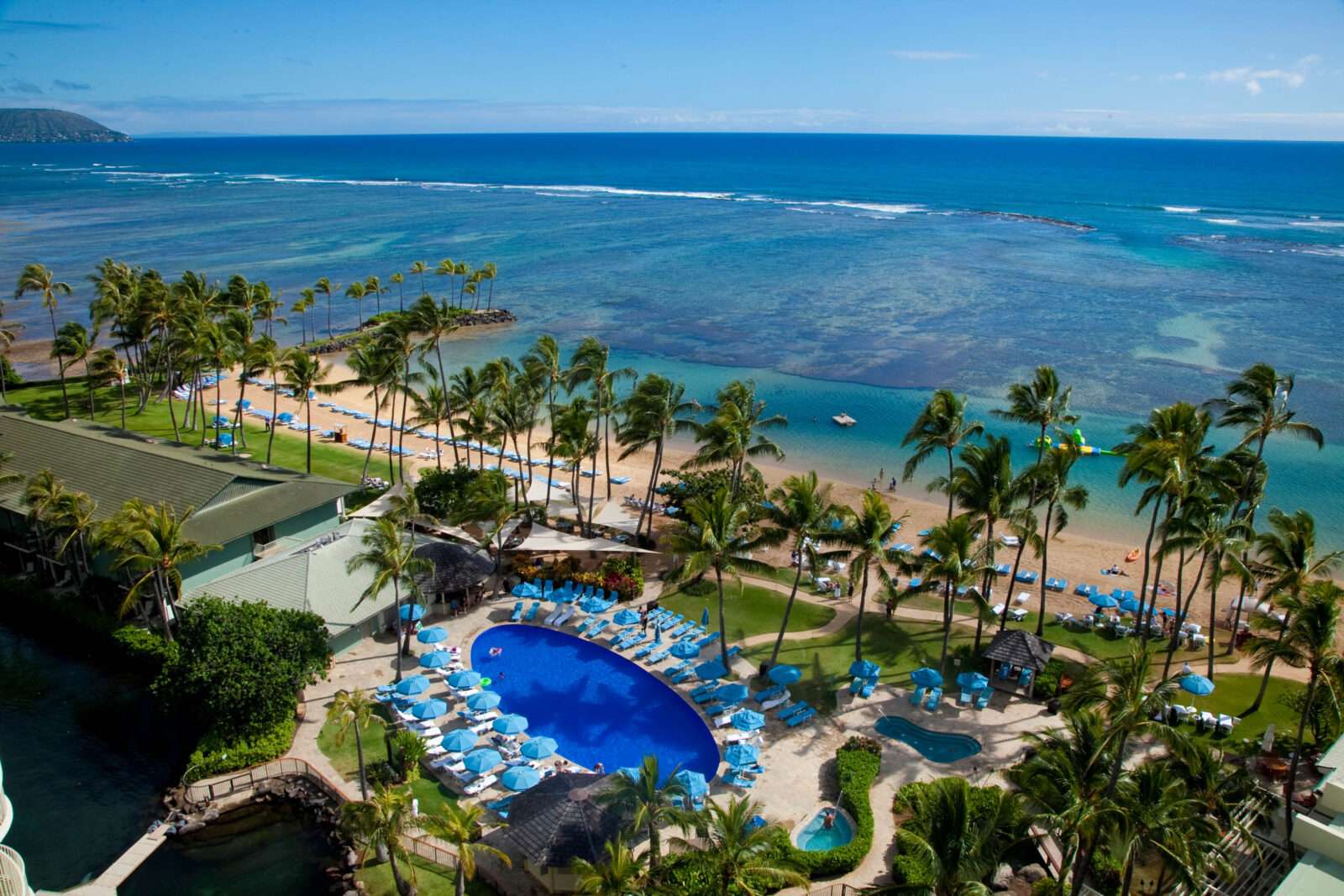 Oceanfront view of the luxurious Kahala Hotel and Resort in Oahu, Hawaii