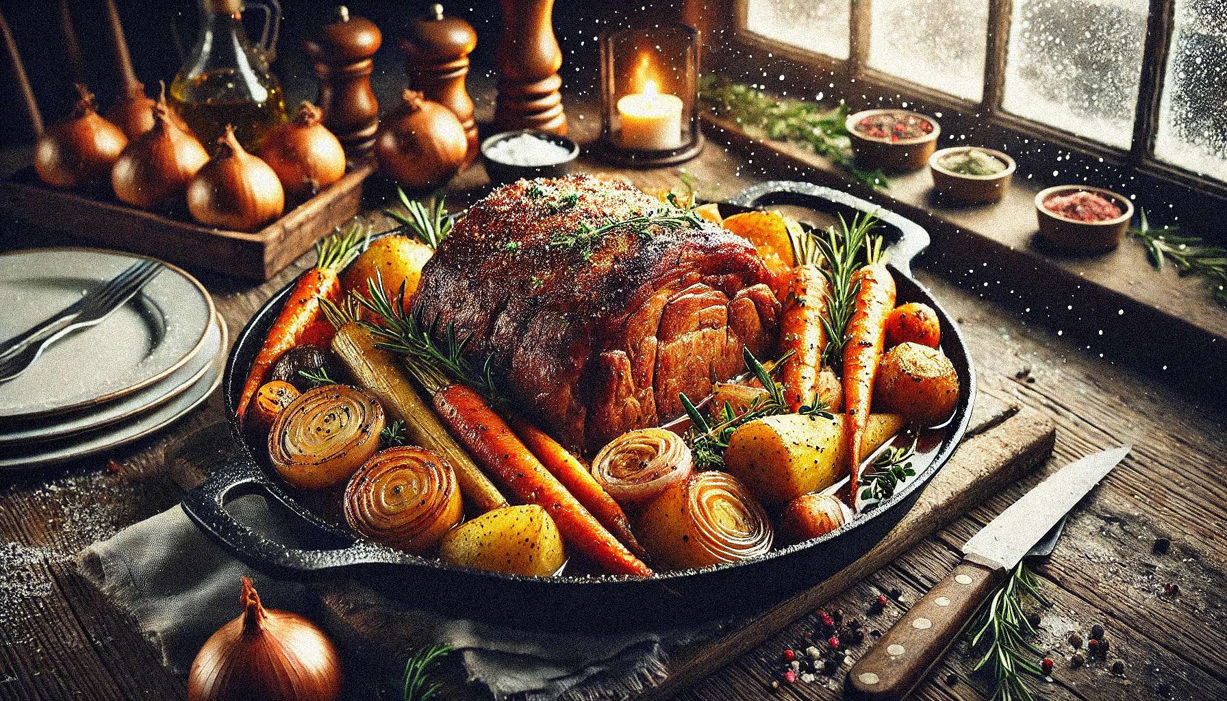 pork shoulder pot roast with winter vegetables