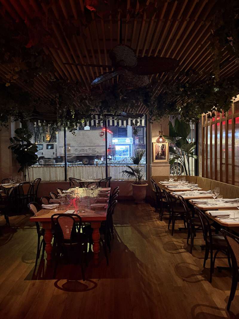 Interior dining room at Leonetta Mediterranean restaurant Midtown Manhattan.
