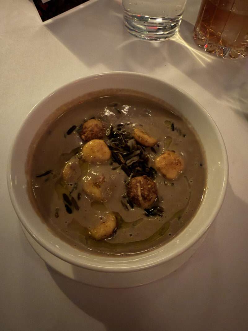 west-village-jack-charlies-mushroom-soup Mushroom soup with wild rice and oyster crackers at Jack & Charlie’s No. 118 in the West Village.